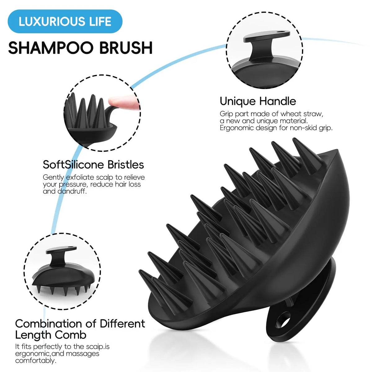 Silicone Bath Brush Set, Portable Non-Slip Skin-Friendly Face and Back Brush, Body Scrubber with Foot Scrubber, Bathing Accessory, Exfoliating Bath Accessories #GLOBAL PICKS