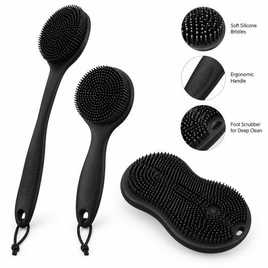Silicone Bath Brush Set with Foot Scrubber